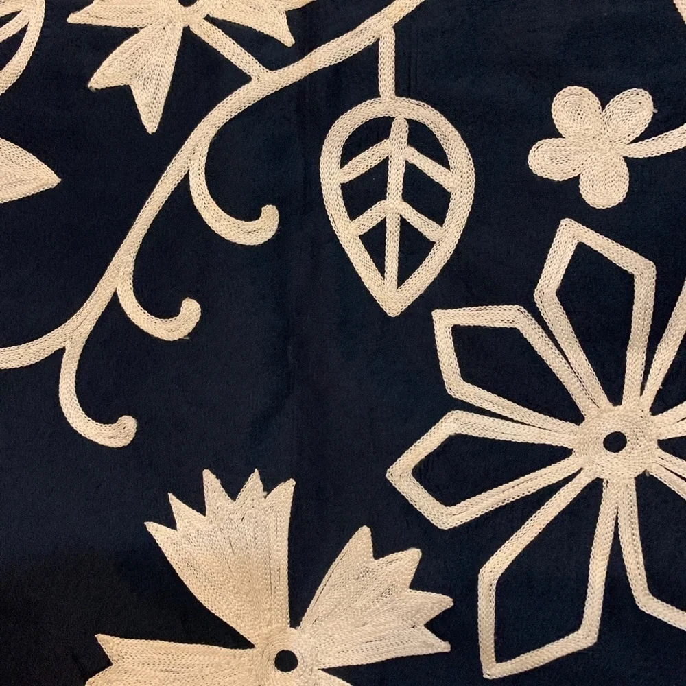Floral Embroidered Throw Pillow Set - Navy and White Pier 1